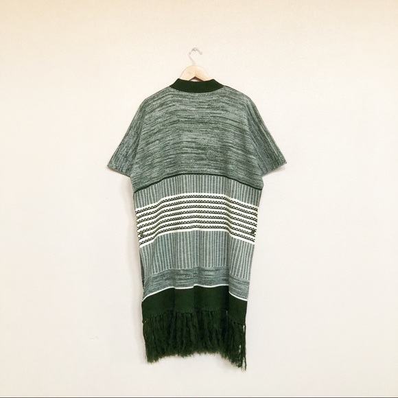 no brand • green/cream long stripe sweater poncho - Picture 5 of 7